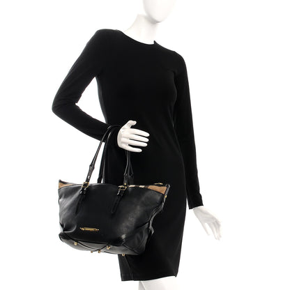 Burberry Calfskin House Check Small Salisbury Tote Black 2 of 19