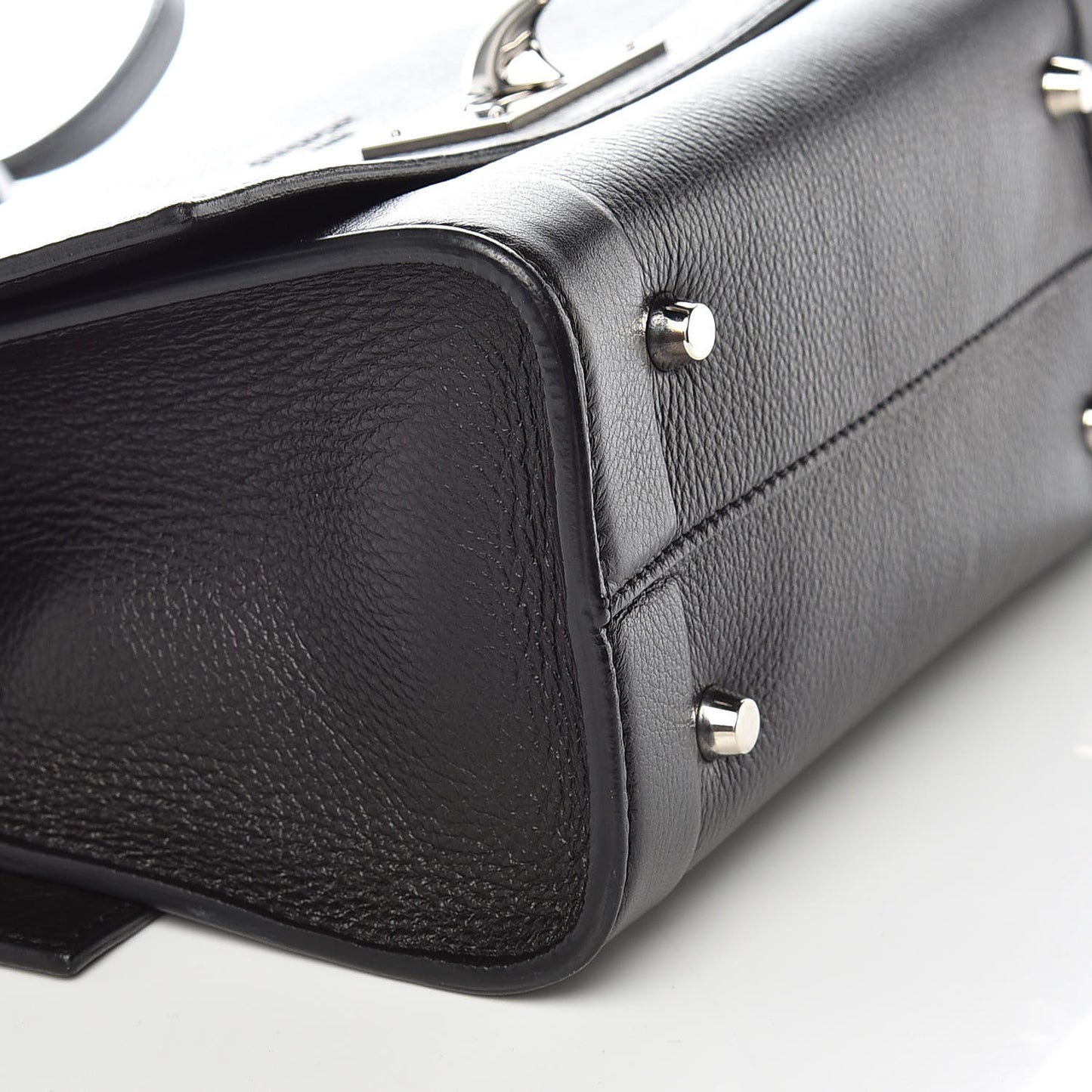 Grained Calfskin Mini Shark Lock Satchel Black