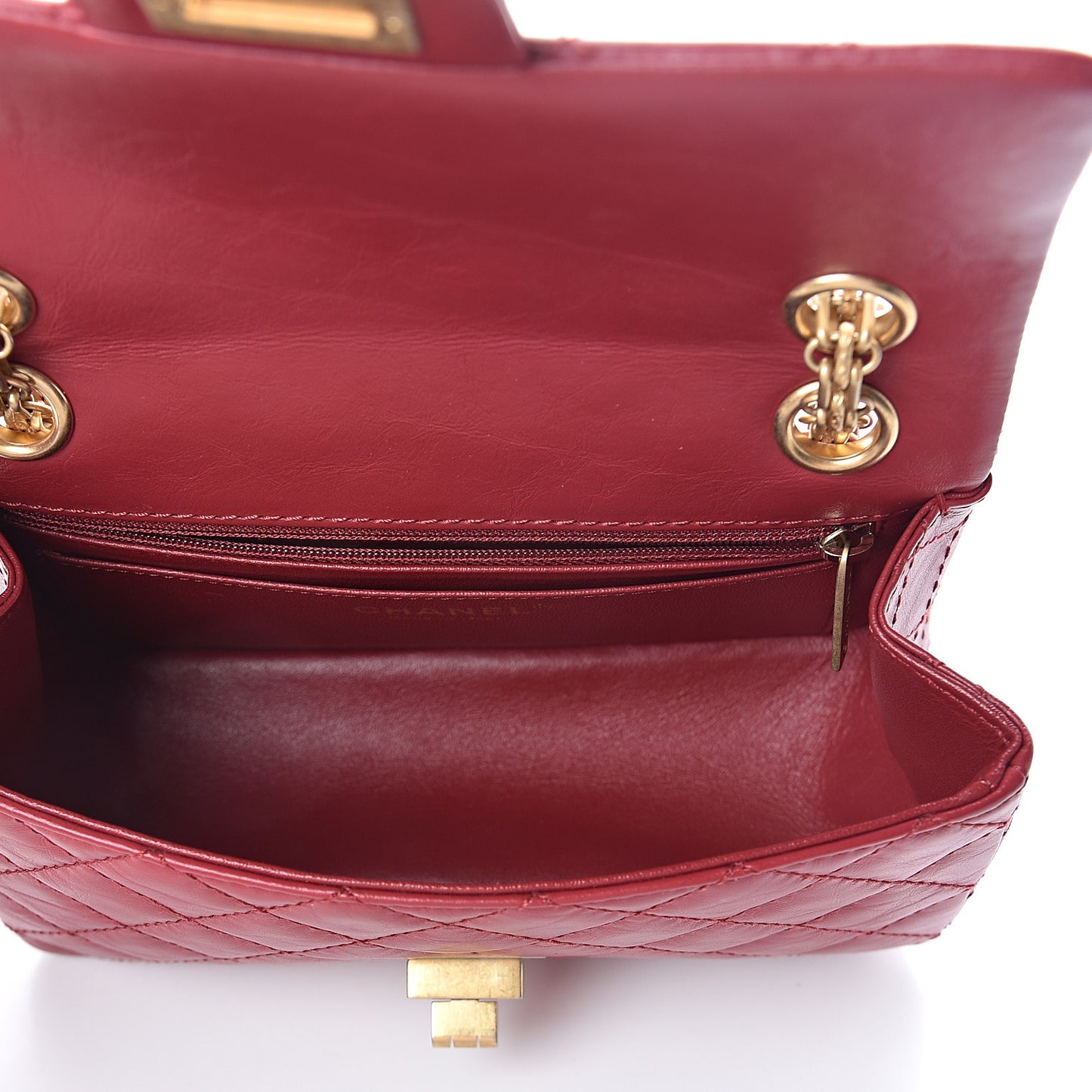 Aged Calfskin Quilted 2.55 Reissue Mini Flap Red