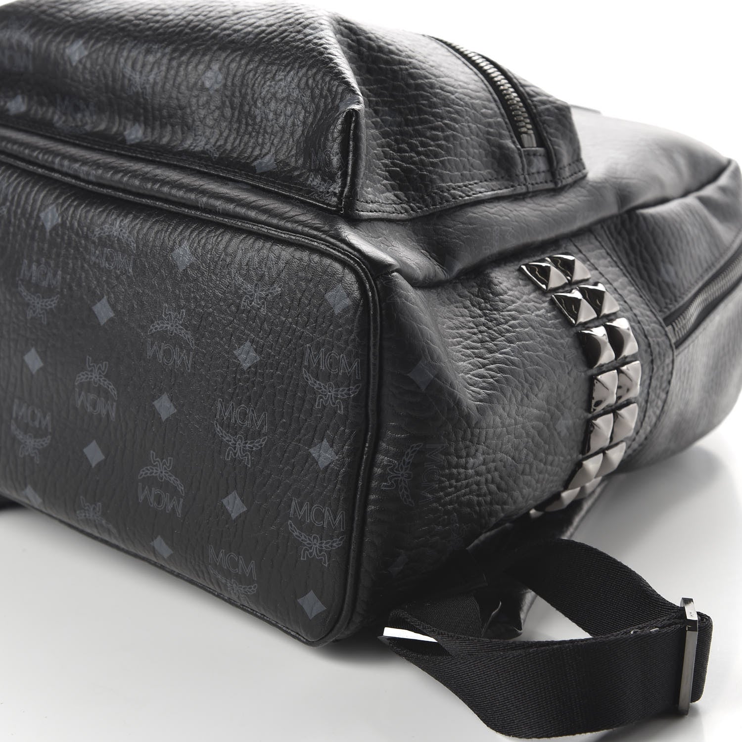 MCM Visetos Medium Side Studs Stark Backpack Black 6 of 8