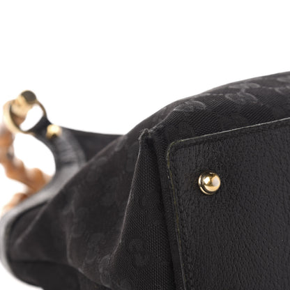 Gucci Monogram Bamboo Handle Shoulder Bag Black 12 of 14