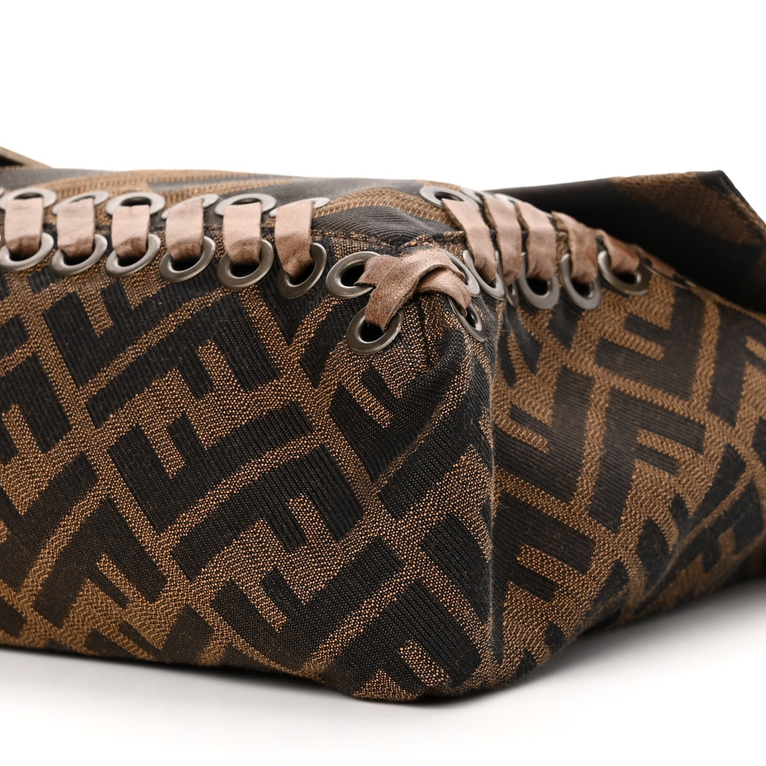 Fendi Fabric FF Diagonal Whipstich Large Convertible Baguette Tobacco 10 of 10