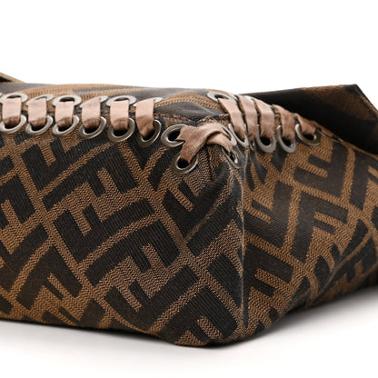 Fendi Fabric FF Diagonal Whipstich Large Convertible Baguette Tobacco 10 of 10