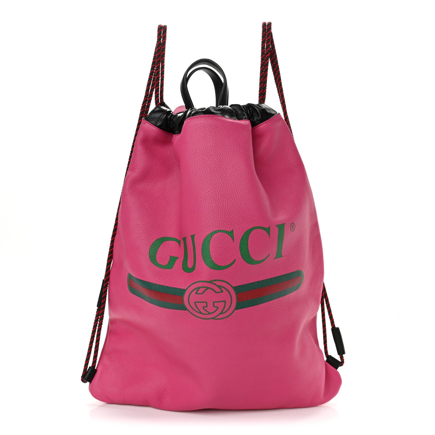Grained Calfskin Logo Drawstring Backpack Box Pink Green Black