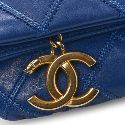 Chanel Calfskin Stitched Thin City Clutch Blue 9 of 11