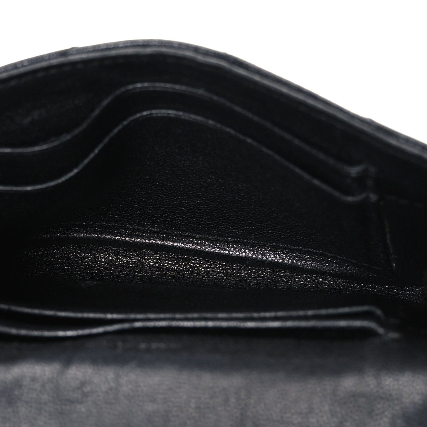 Saint Laurent Sheepskin Matelasse Chevron Small Monogram Envelope Wallet Black 5 of 9