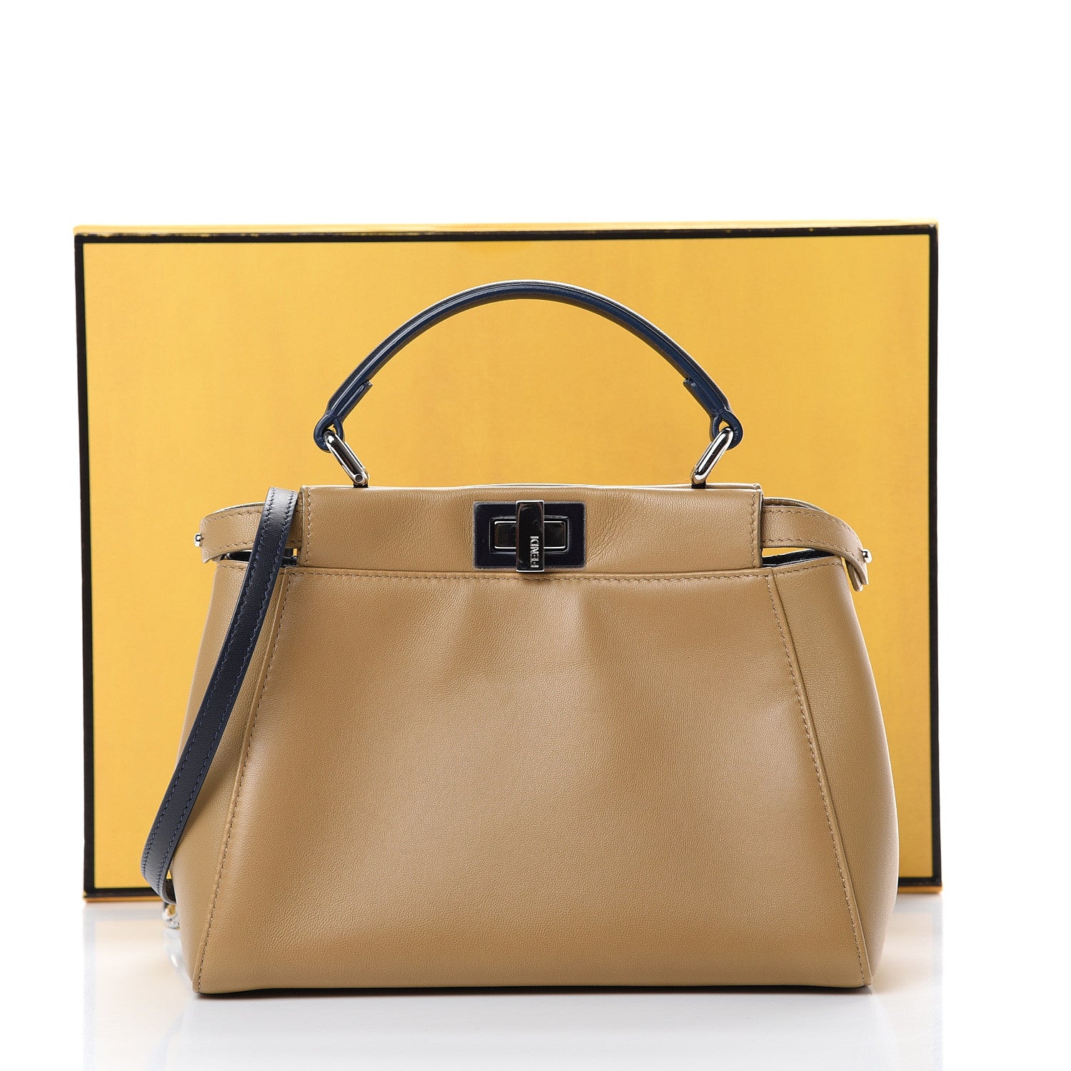 Fendi Nappa Colorblock Mini Peekaboo Iconic Satchel Cuoio Oceano Multicolor 12 of 12