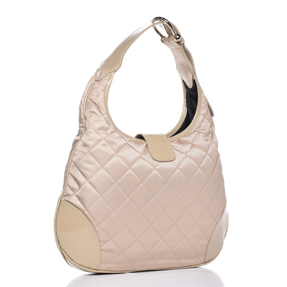 Burberry Nylon Quilted Patent Brook Hobo Beige 2 of 11