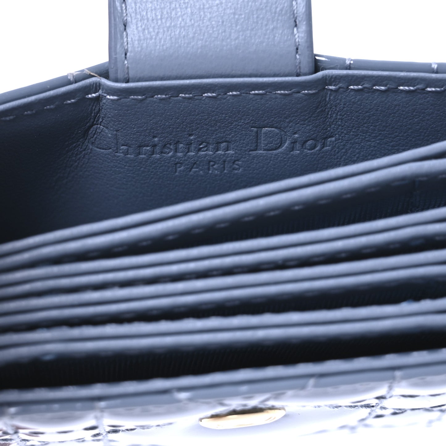 Patent Cannage Lady Dior 5 Gusset Jasmine Card Holder Cloud Blue