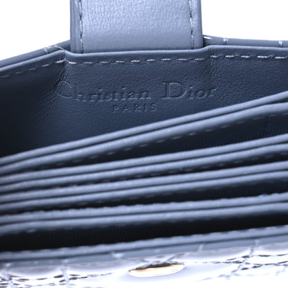 Christian Dior Patent Cannage Lady Dior 5 Gusset Jasmine Card Holder Cloud Blue 6 of 7