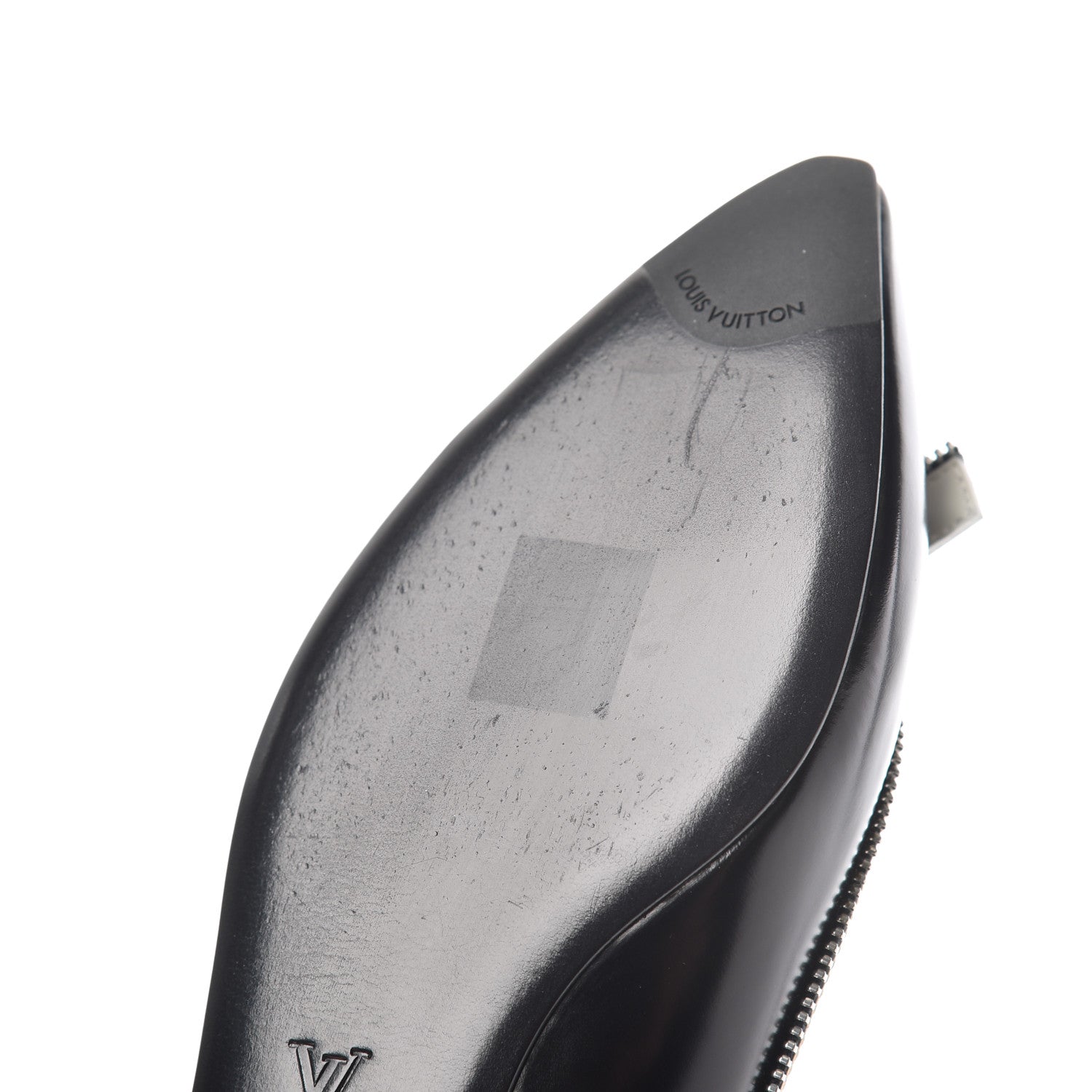 Louis Vuitton Patent Calfskin Zipper Ballerina Flats 37.5 Black White 12 of 17