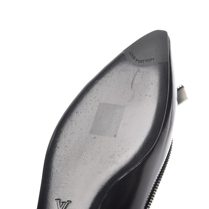 Louis Vuitton Patent Calfskin Zipper Ballerina Flats 37.5 Black White 12 of 17
