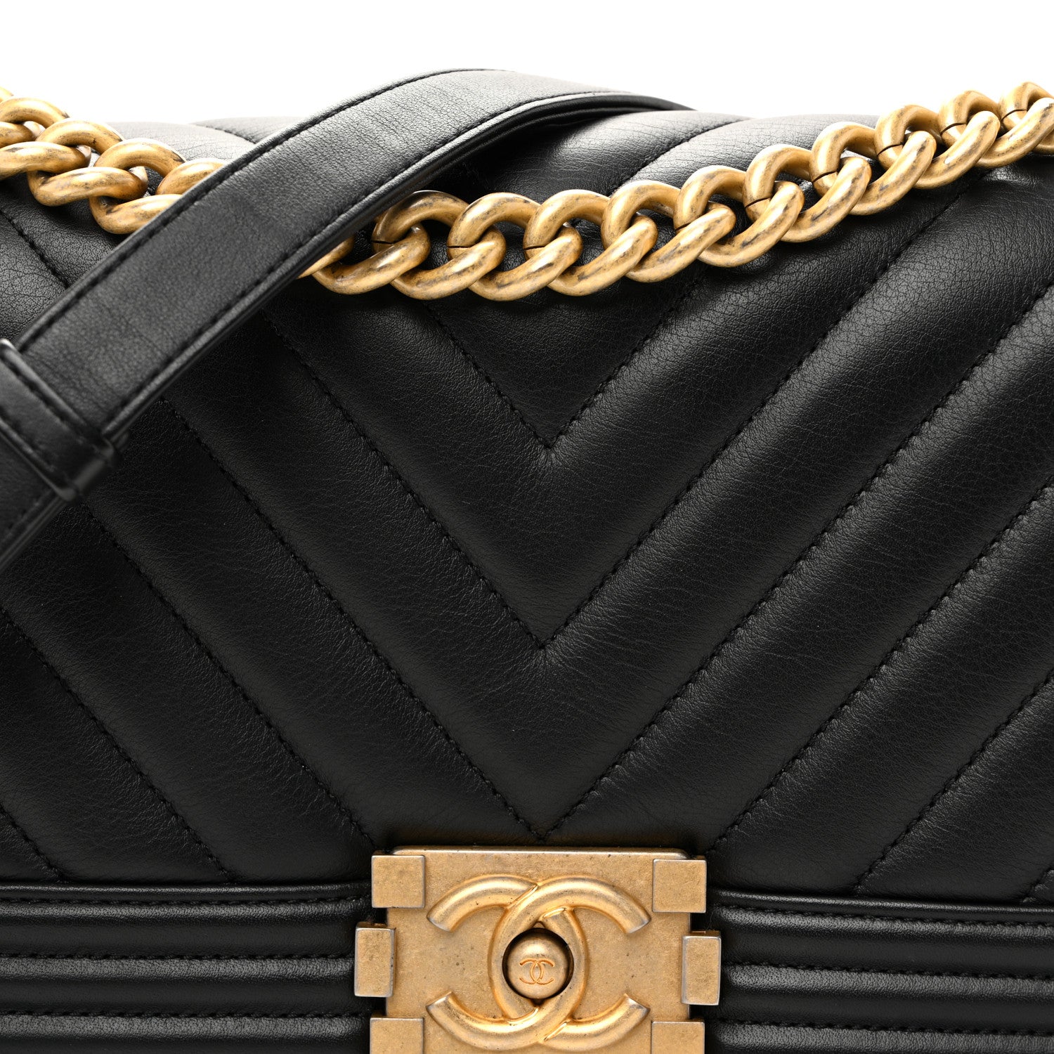 Chanel Calfskin Chevron Quilted Medium Boy Flap Black 8 of 10