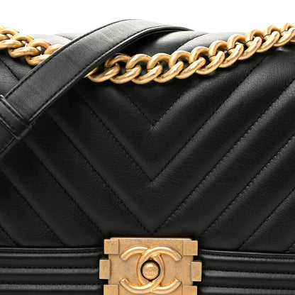 Chanel Calfskin Chevron Quilted Medium Boy Flap Black 8 of 10