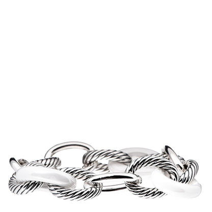 David Yurman Sterling Silver White Ceramic 17mm Extra Large Oval Link Bracelet 1 of 4