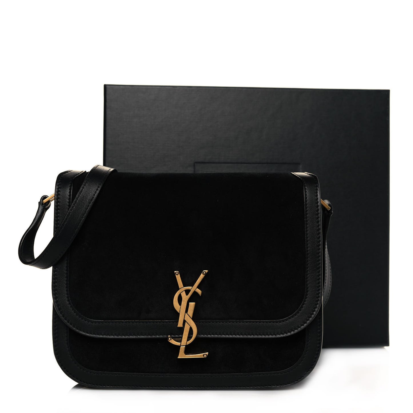 Suede Smooth Calfskin Monogram Medium Solferino Soft Satchel Black