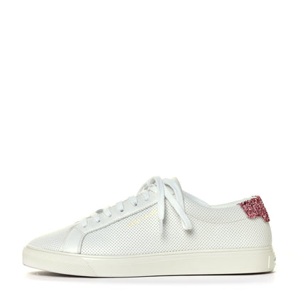 Saint Laurent Perforated Calfskin Glitter Andy Low Top Sneakers 36 1 of 7