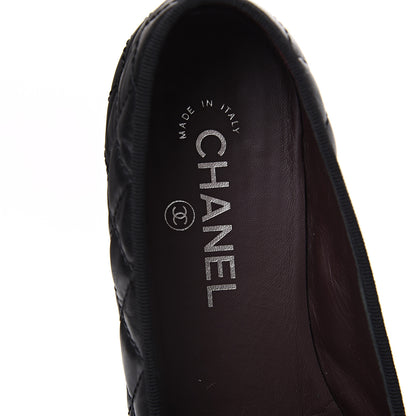 Chanel Aged Calfskin Quilted Cap Toe Ballerina Flats 38.5 Black 6 of 10