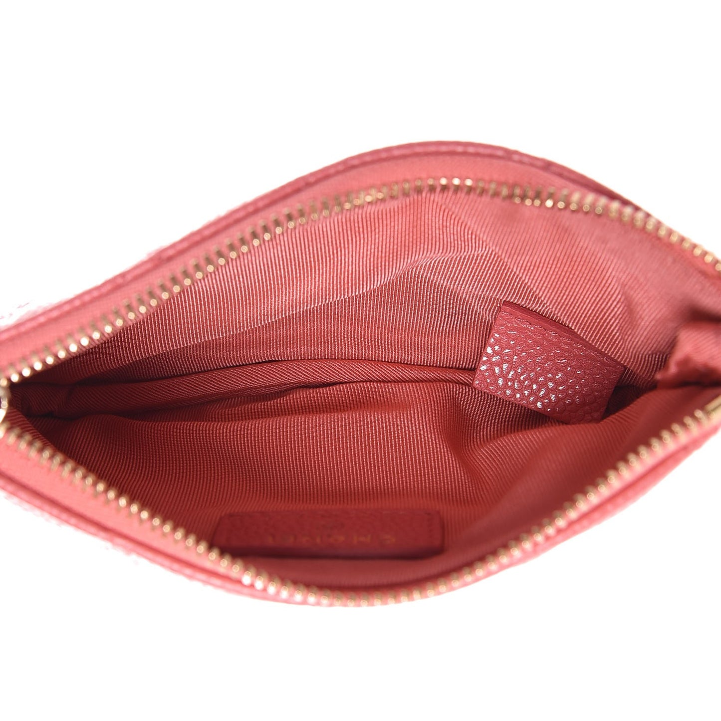 Iridescent Caviar Quilted Small Cosmetic Case Pink