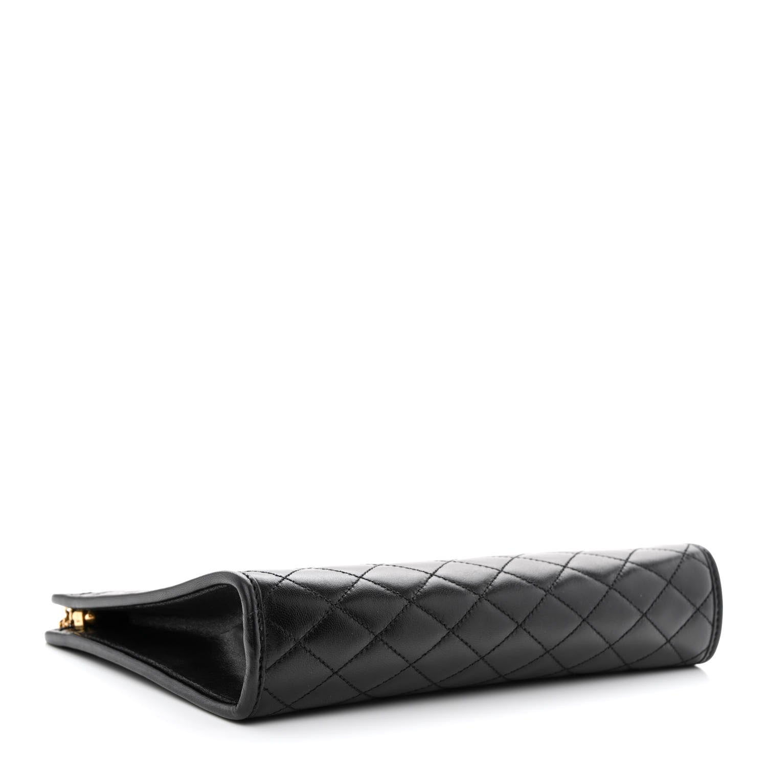 Saint Laurent Lambskin Quilted Monogram Baby Victoire Chain Clutch Bag Black 4 of 11