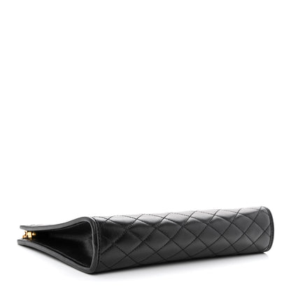 Saint Laurent Lambskin Quilted Monogram Baby Victoire Chain Clutch Bag Black 4 of 11