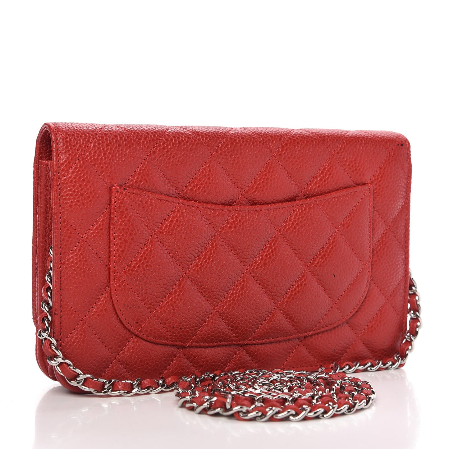 Caviar Quilted Wallet on Chain WOC Red