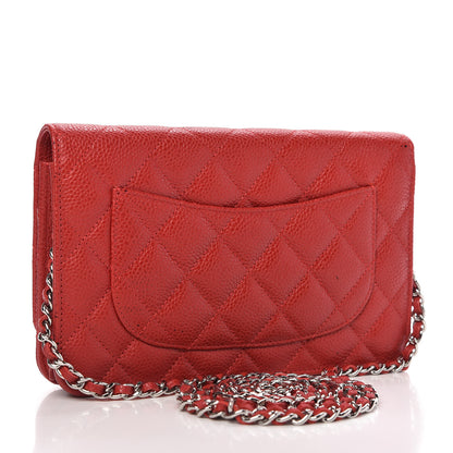 Chanel Caviar Quilted Wallet on Chain WOC Red 3 of 12