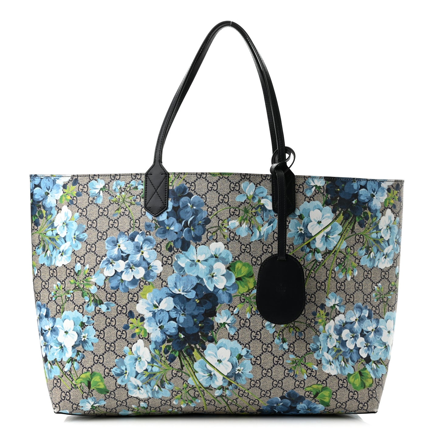 GG Supreme Monogram Blooms Large Reversible Tote Beige Blue Navy