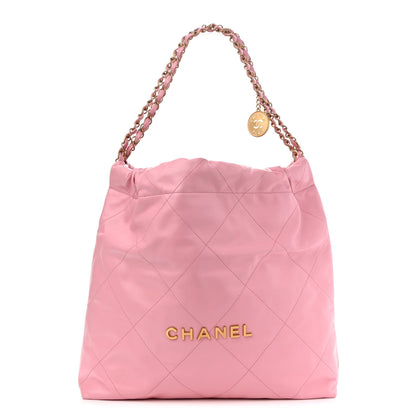 Chanel Shiny Calfskin Quilted Chanel 22 Drawstring Bag Light Pink 3 of 10