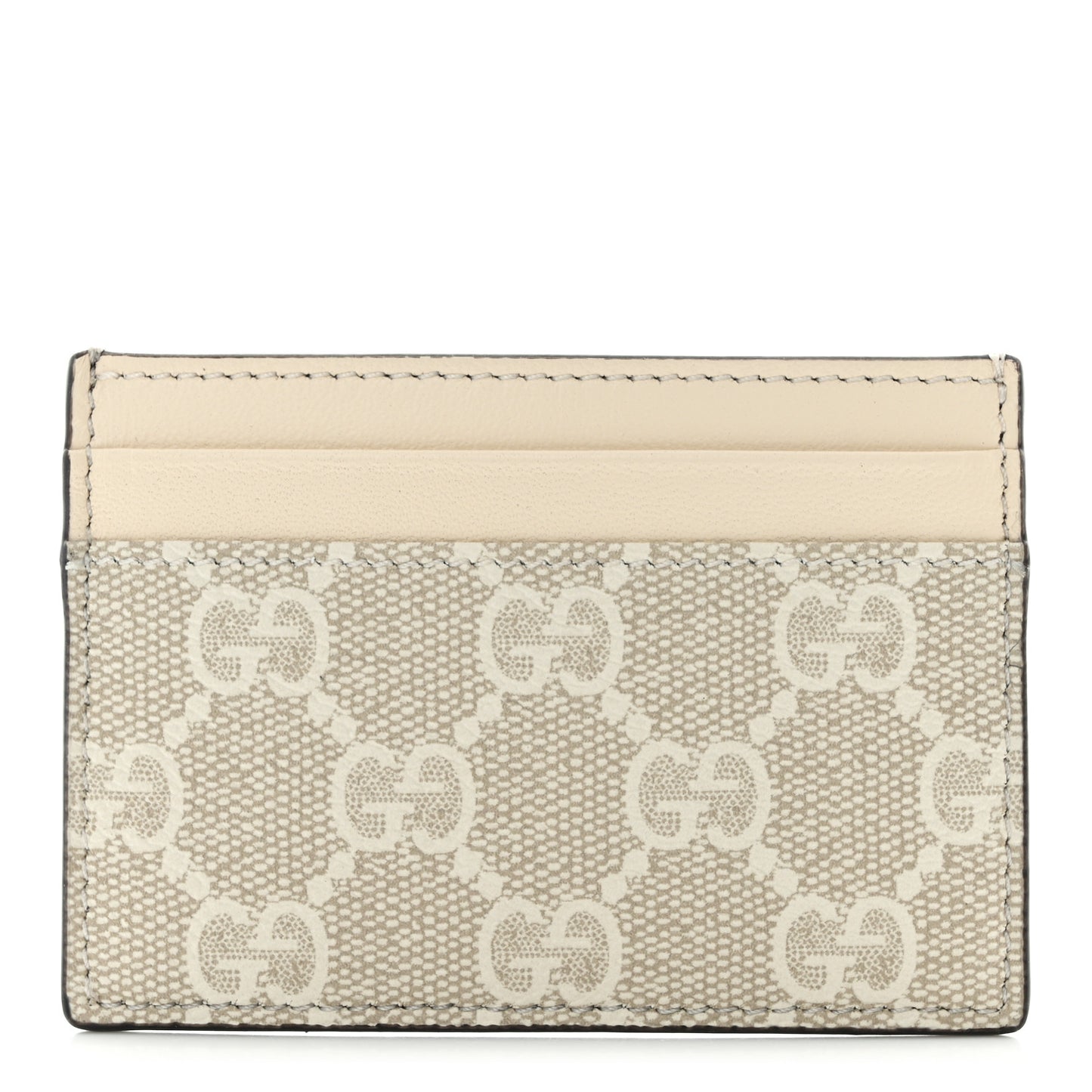 GG Supreme Monogram Calfskin Card Holder Beige Mystic White
