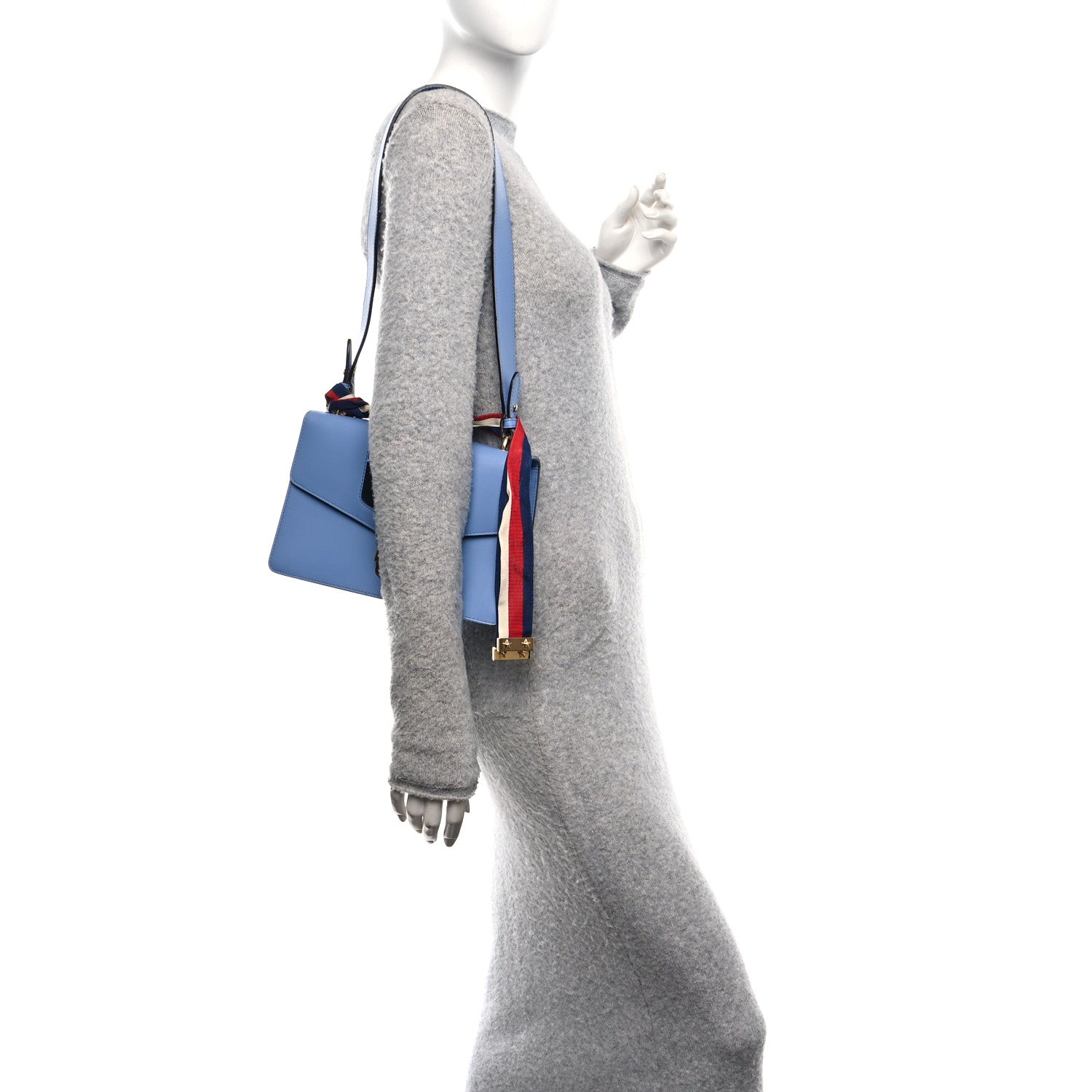 Gucci Calfskin Small Sylvie Shoulder Bag Clear Sky Blue 2 of 10