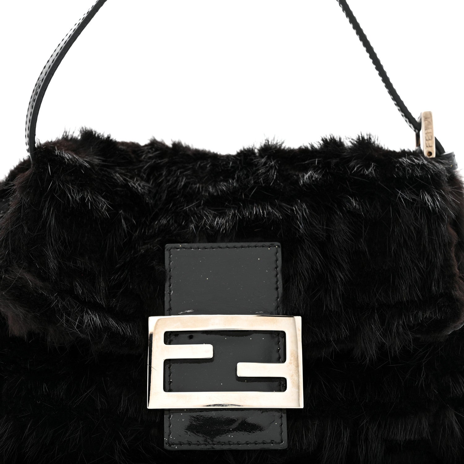 【FENDI】ブラックカラーアストラカンFUR&レザーバケットBAG30㎝美品 FENDI】ブラックカラーアストラカンFUR&レザーバケットBAG30㎝美品