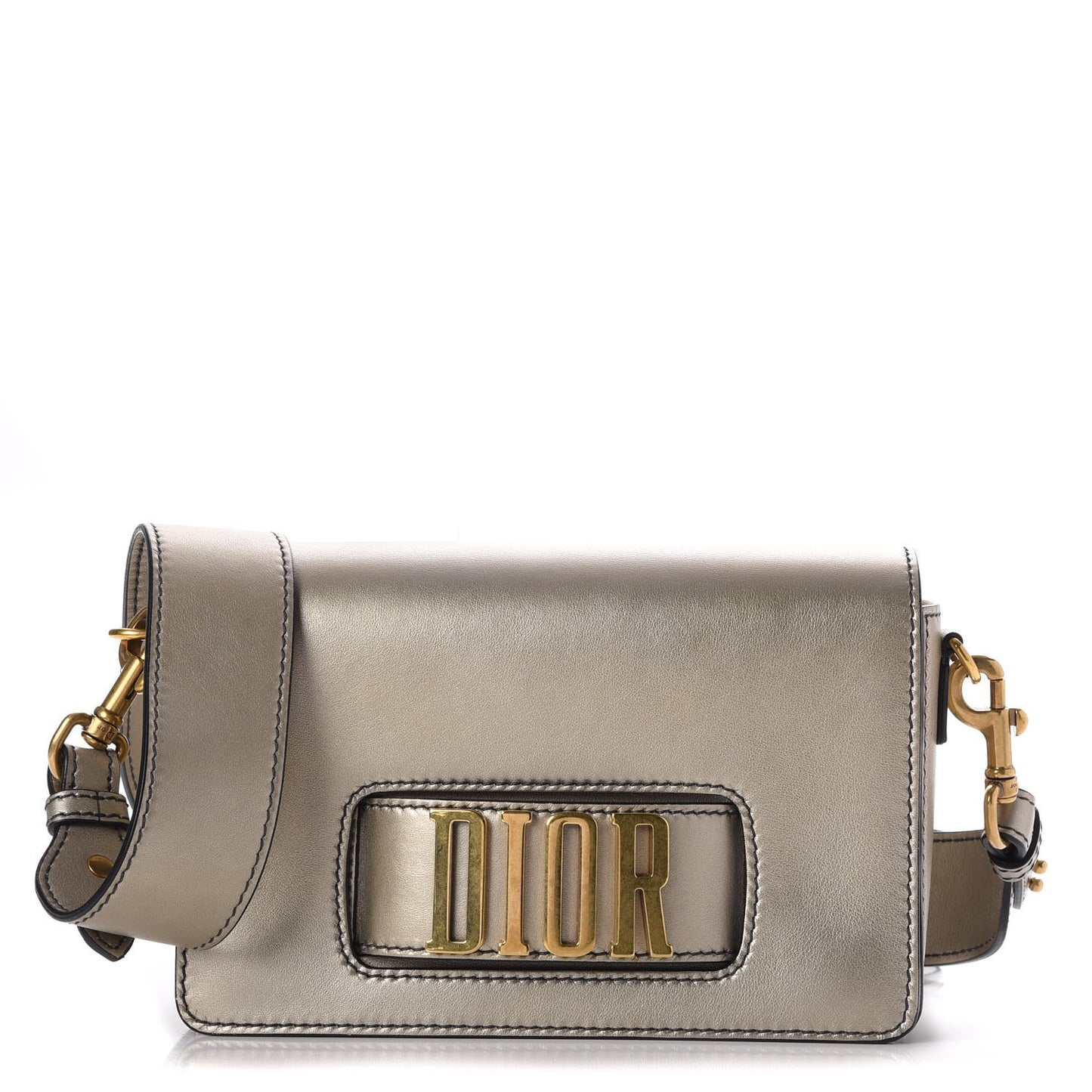 Metallic Smooth Calfskin Dio(r)evolution Flap Bag Gold