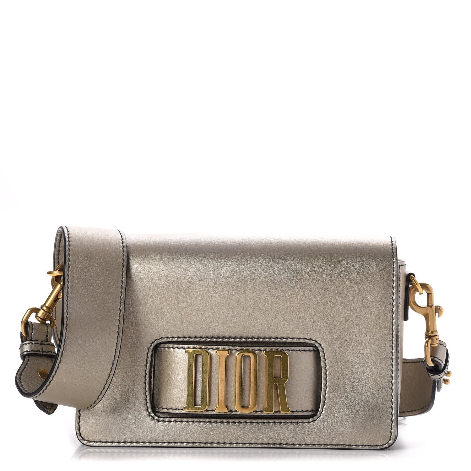Christian Dior Metallic Smooth Calfskin Dio(r)evolution Flap Bag Gold 1 of 13