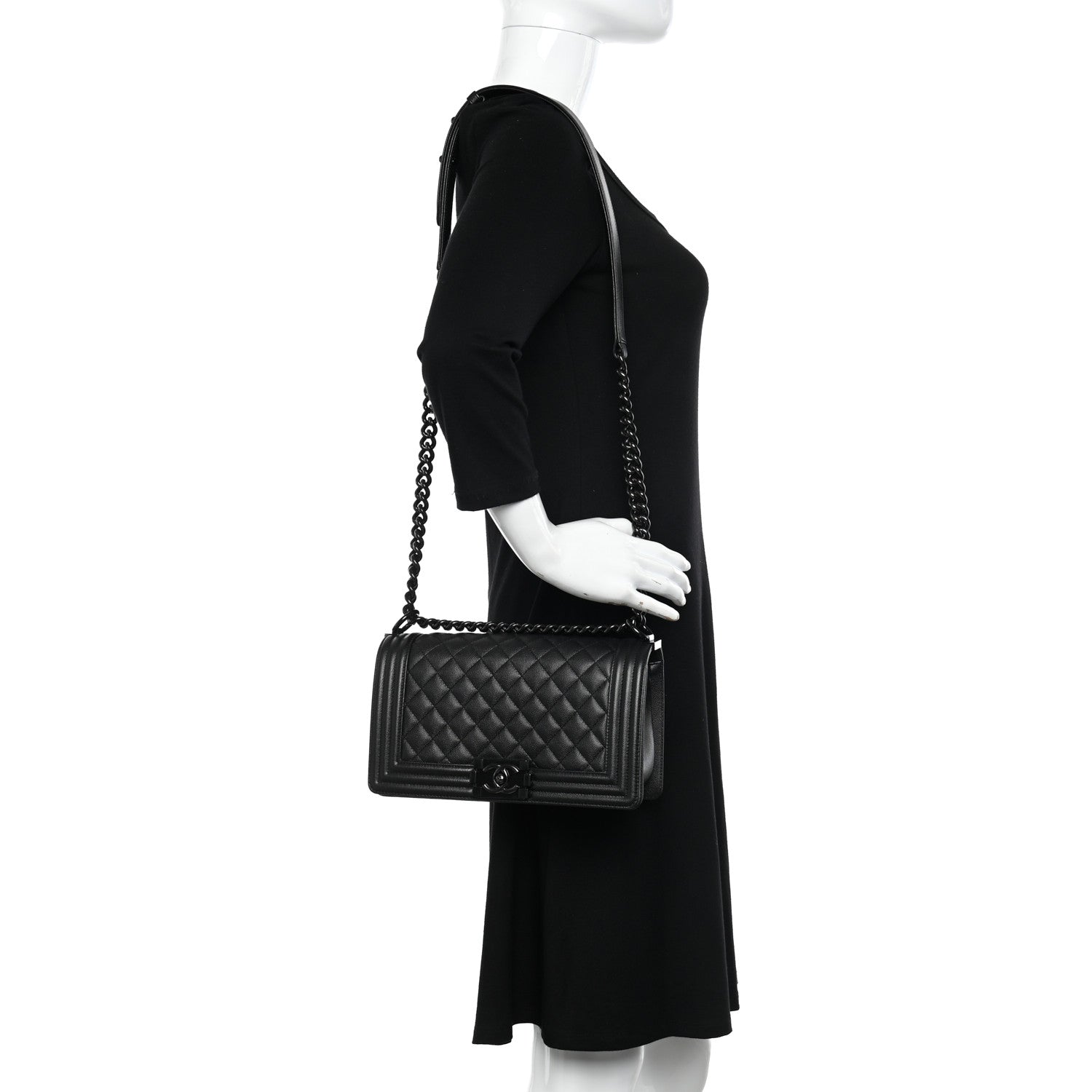 Chanel Caviar Quilted Medium Boy Flap So Black 2 of 12