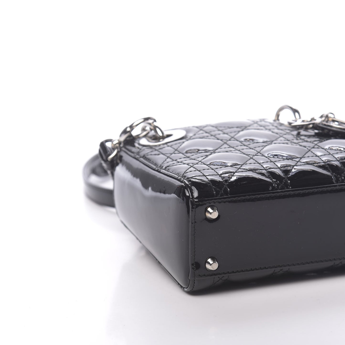 Patent Cannage Mini Lady Dior Black