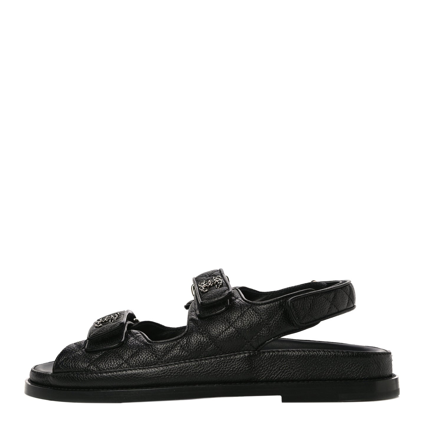 Grained Calfskin Velcro Dad Sandals 40 Black