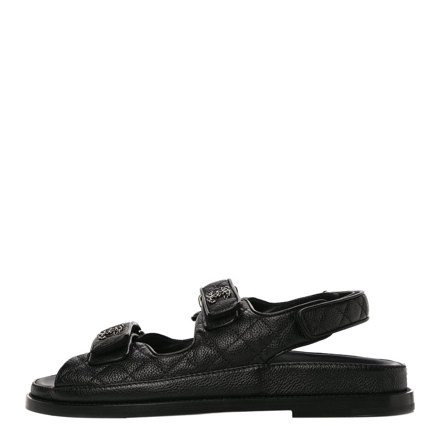 Chanel Grained Calfskin Velcro Dad Sandals 40 Black 1 of 13