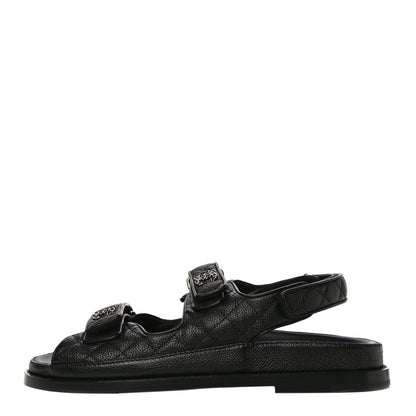 Chanel Grained Calfskin Velcro Dad Sandals 40 Black 1 of 13