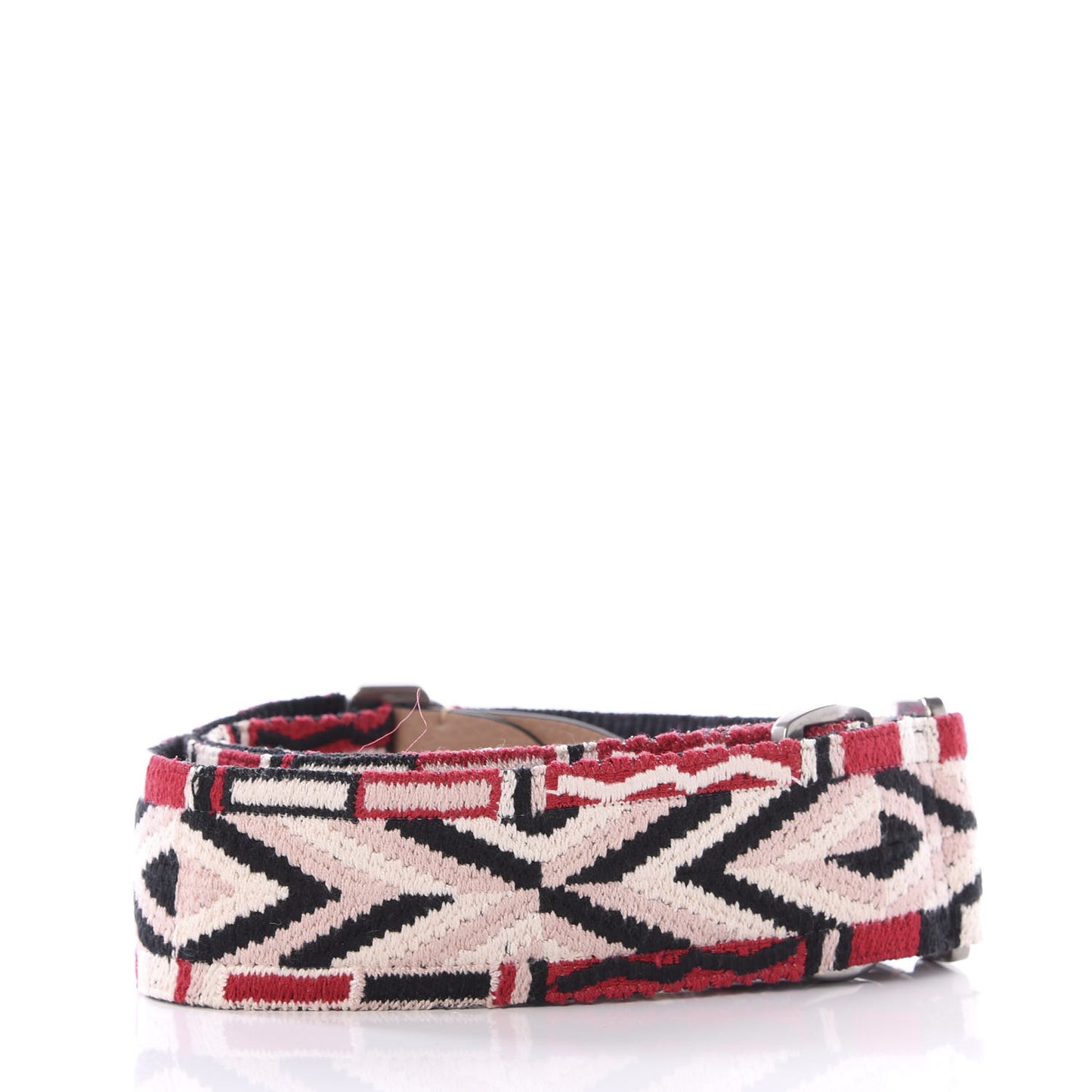 Canvas Geometric Embroidered Rockstud Guitar Strap Soft Noisette Multicolor