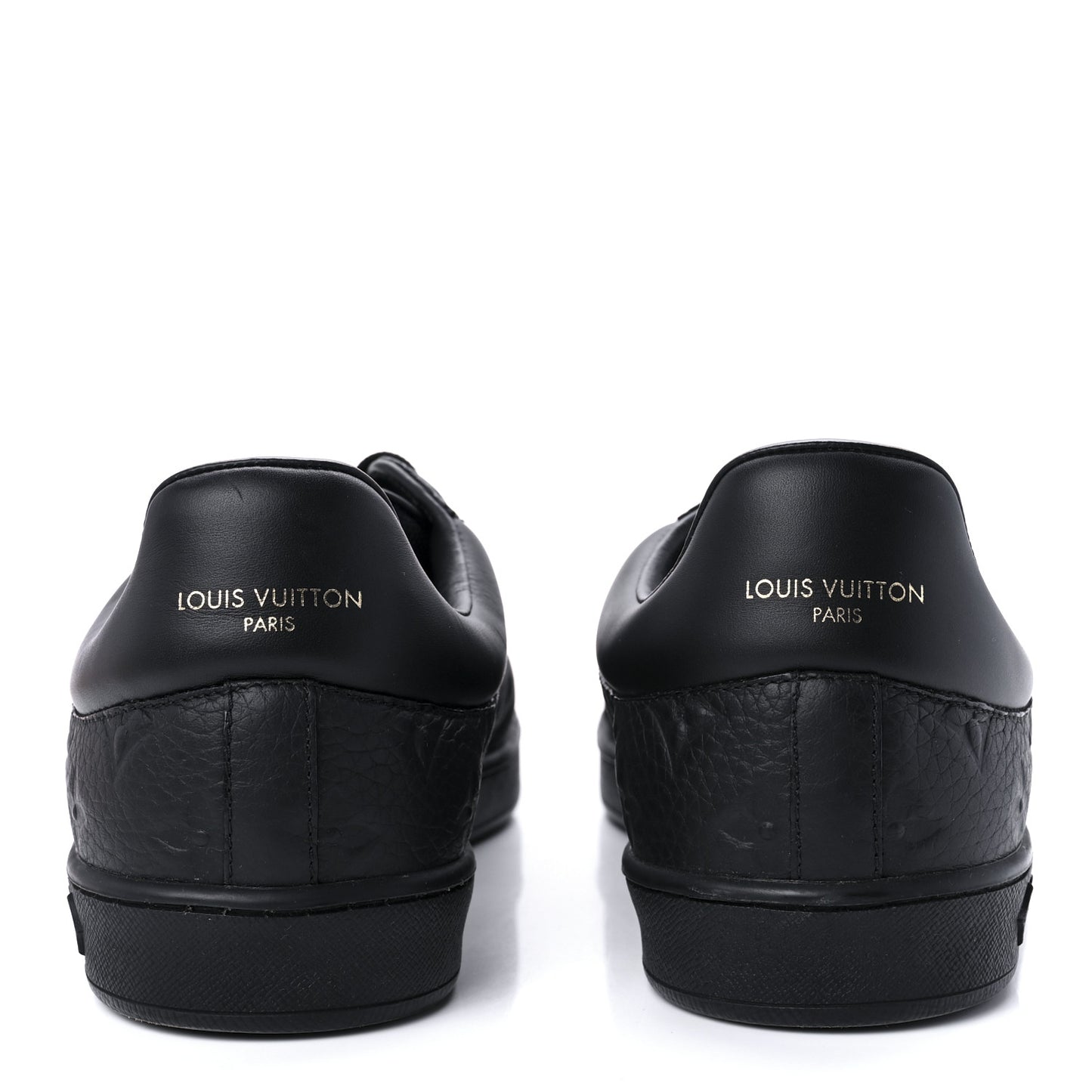 Grained Calfskin Embossed Monogram Mens Luxembourg Sneakers 7.5 Black