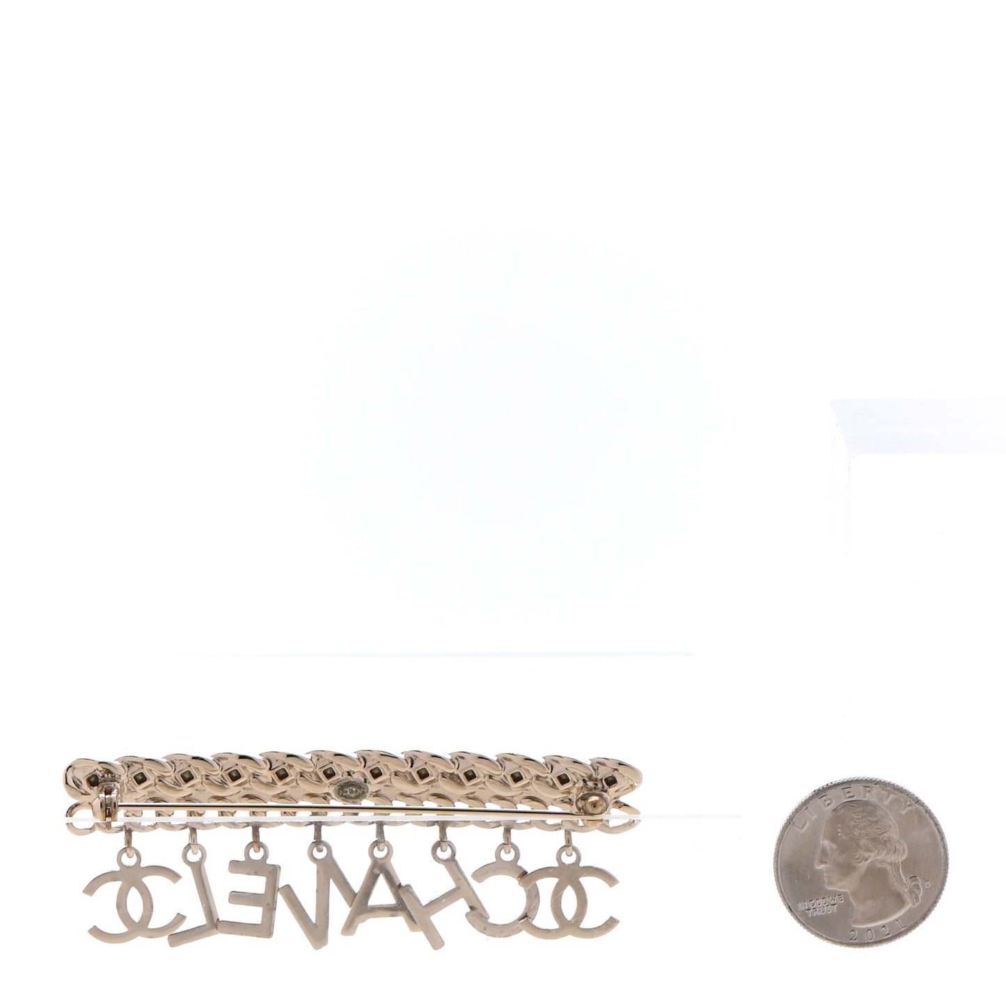 Crystal CC Logo Charms Brooch Gold