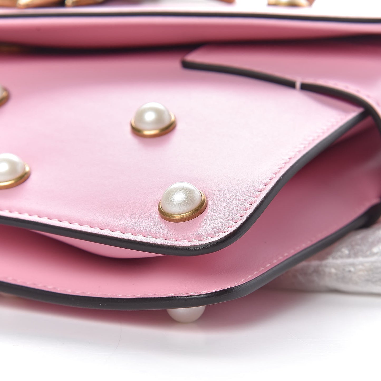 Nappa Pearl Studded Mini Queen Margaret Broadway Shoulder Bag Sugar Pink
