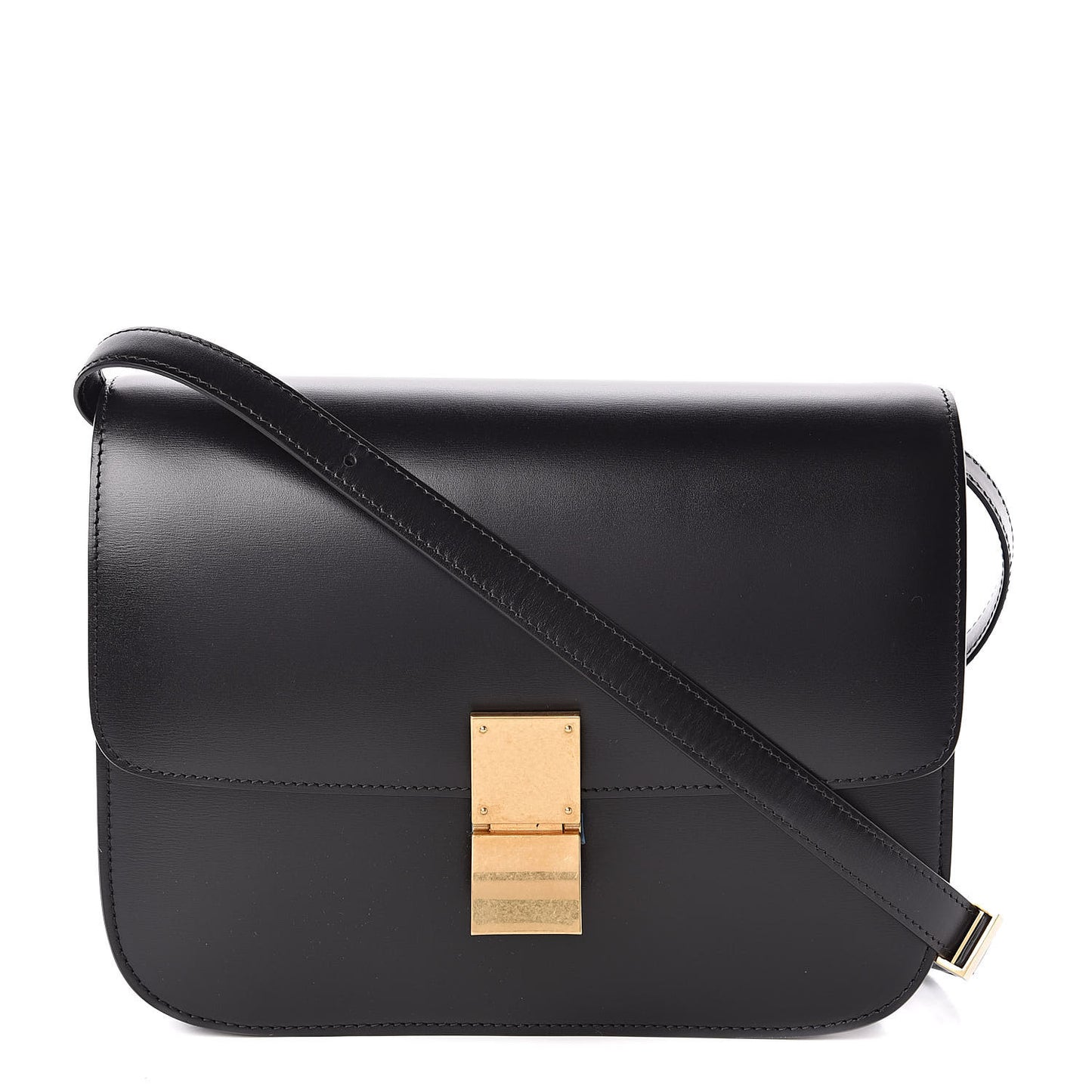 Box Calfskin Medium Classic Box Flap Bag Black