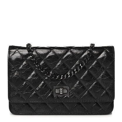 Chanel Glazed Aged Calfskin Reissue Wallet On Chain WOC Black 1 of 9