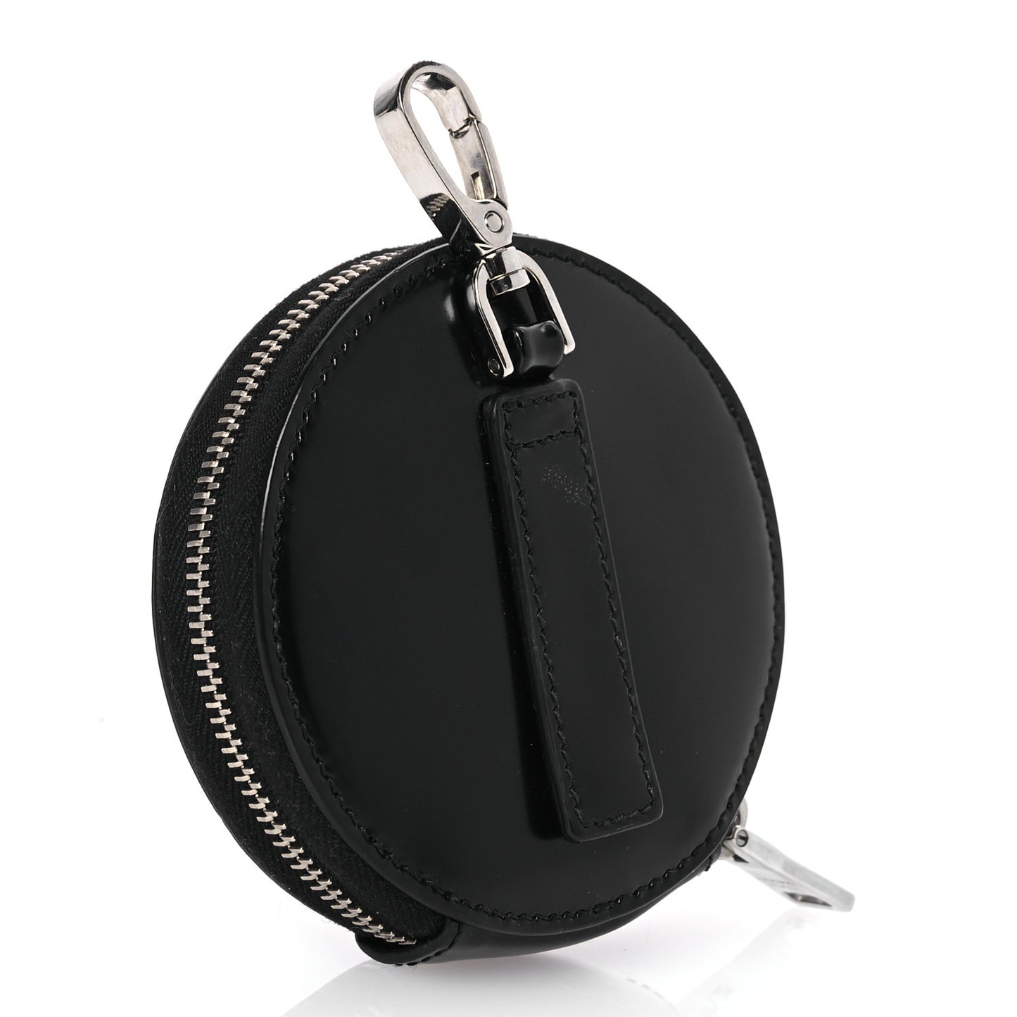 Spazzolato Round Coin Pouch Bag Charm Black