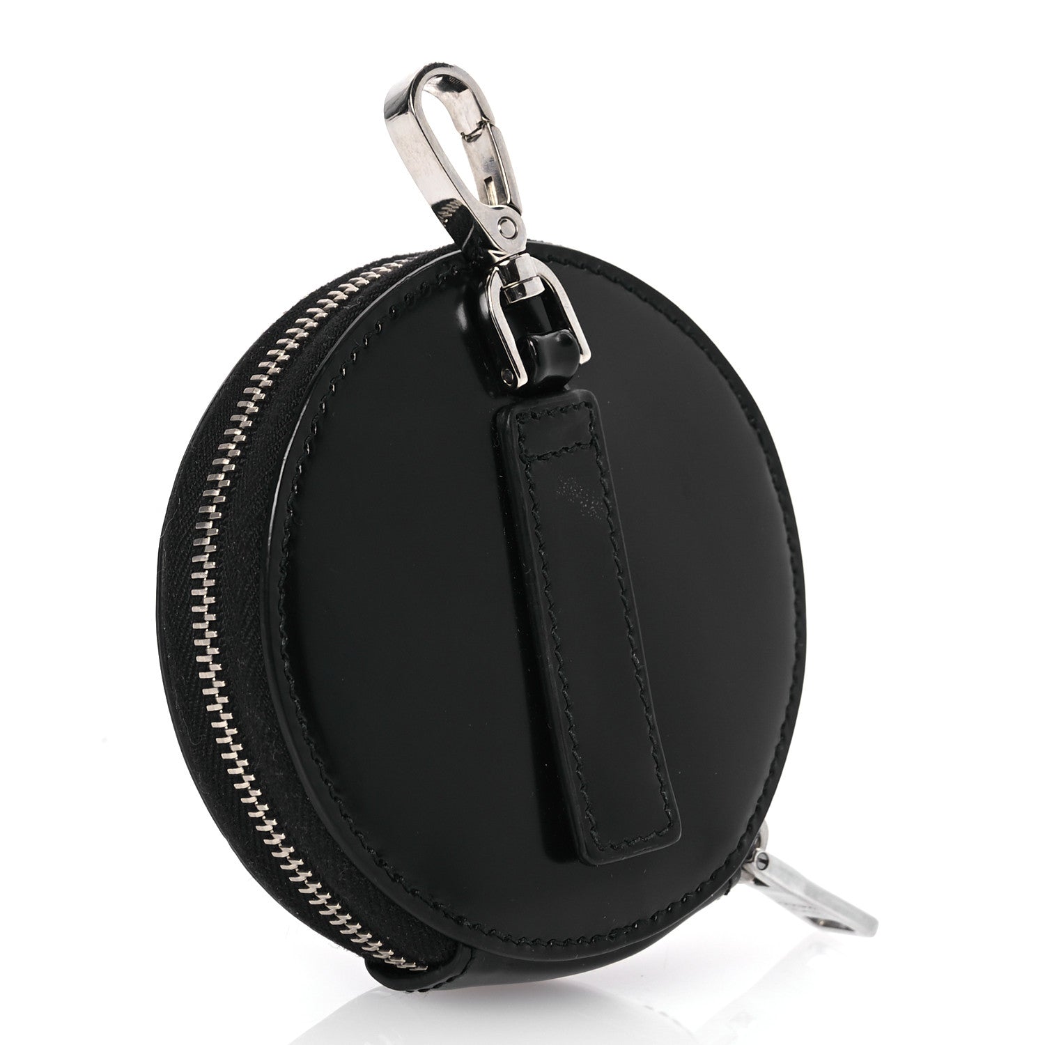 Prada Spazzolato Round Coin Pouch Bag Charm Black 3 of 7