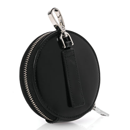 Prada Spazzolato Round Coin Pouch Bag Charm Black 3 of 7