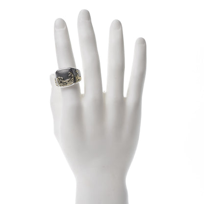 David Yurman Sterling Silver 18K Yellow Gold Waves Signet Ring 62 10 2 of 7