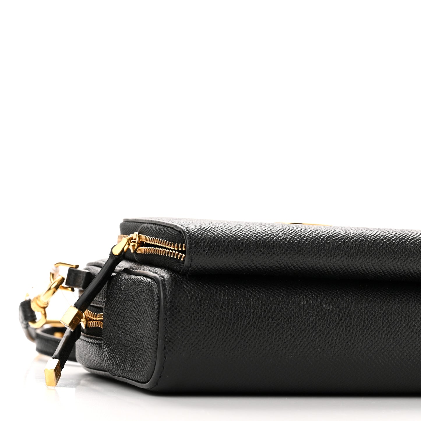 Grained Calfskin Caro Double Pouch Black